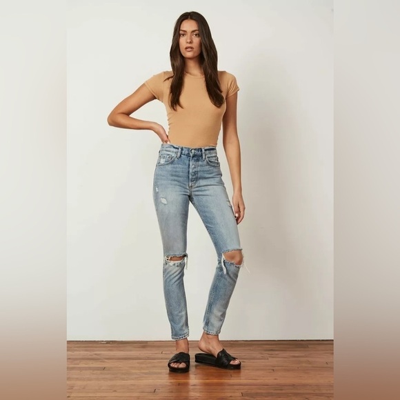 Boyish Slim Straight High Rise Distressed Jeans Size 27 - Picture 2 of 13